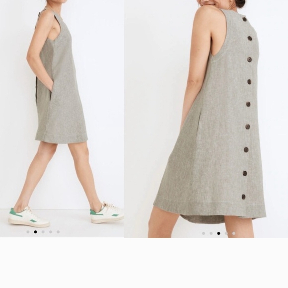 Madewell Sleeveless Button-Back Mini Dress in Olive